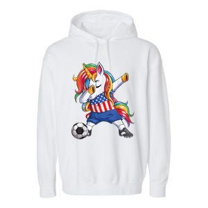 Dab Unicorn United States Football Soccer Jersey US Flag Garment-Dyed Fleece Hoodie