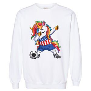 Dab Unicorn United States Football Soccer Jersey US Flag Garment-Dyed Sweatshirt