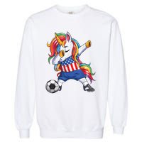 Dab Unicorn United States Football Soccer Jersey US Flag Garment-Dyed Sweatshirt