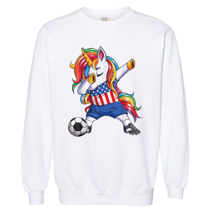 Dab Unicorn United States Football Soccer Jersey US Flag Garment-Dyed Sweatshirt