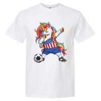 Dab Unicorn United States Football Soccer Jersey US Flag Garment-Dyed Heavyweight T-Shirt