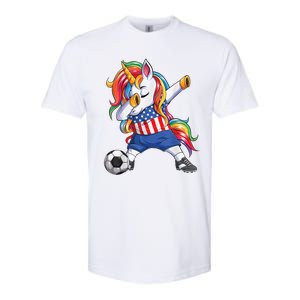 Dab Unicorn United States Football Soccer Jersey US Flag Softstyle CVC T-Shirt