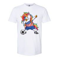 Dab Unicorn United States Football Soccer Jersey US Flag Softstyle CVC T-Shirt