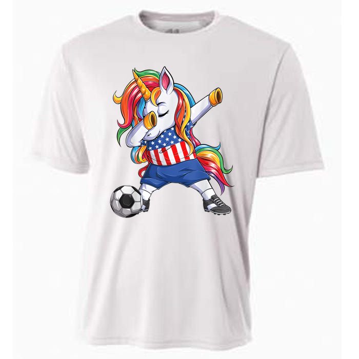 Dab Unicorn United States Football Soccer Jersey US Flag Cooling Performance Crew T-Shirt