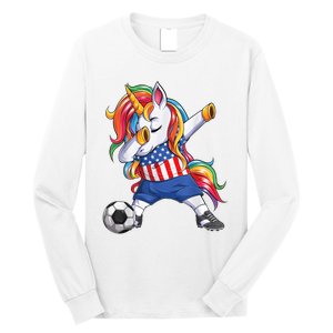 Dab Unicorn United States Football Soccer Jersey US Flag Long Sleeve Shirt