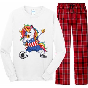 Dab Unicorn United States Football Soccer Jersey US Flag Long Sleeve Pajama Set