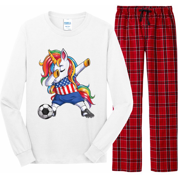 Dab Unicorn United States Football Soccer Jersey US Flag Long Sleeve Pajama Set