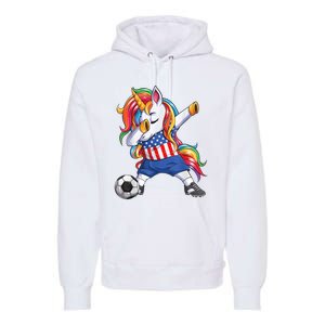 Dab Unicorn United States Football Soccer Jersey US Flag Premium Hoodie