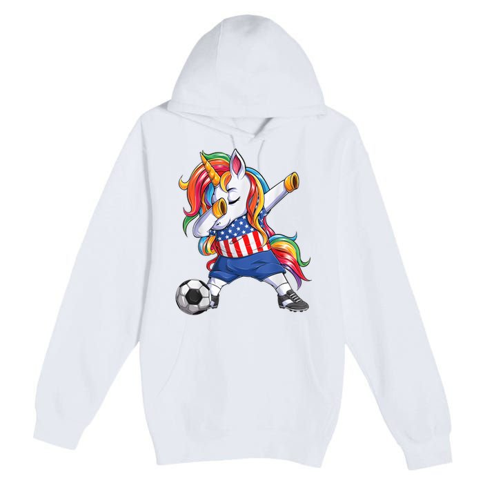 Dab Unicorn United States Football Soccer Jersey US Flag Premium Pullover Hoodie