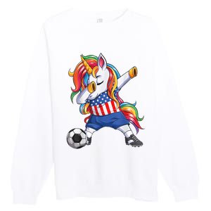 Dab Unicorn United States Football Soccer Jersey US Flag Premium Crewneck Sweatshirt