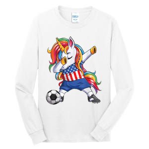 Dab Unicorn United States Football Soccer Jersey US Flag Tall Long Sleeve T-Shirt