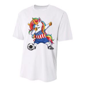 Dab Unicorn United States Football Soccer Jersey US Flag Performance Sprint T-Shirt