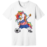 Dab Unicorn United States Football Soccer Jersey US Flag Premium T-Shirt