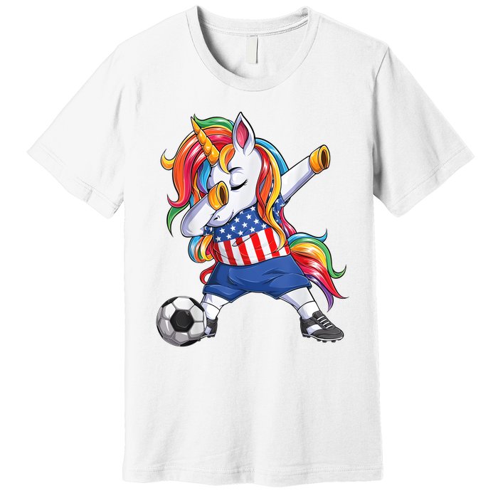 Dab Unicorn United States Football Soccer Jersey US Flag Premium T-Shirt