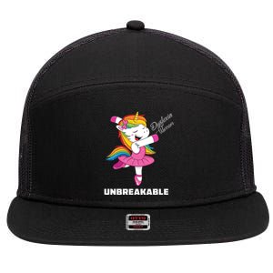 Dyslexia Unicorn Unbreakable Dyslexia Warrior Awareness Gift 7 Panel Mesh Trucker Snapback Hat