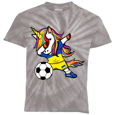 Dabbing Unicorn Ukraine Football Ukrainian Flag Soccer Kids Tie-Dye T-Shirt