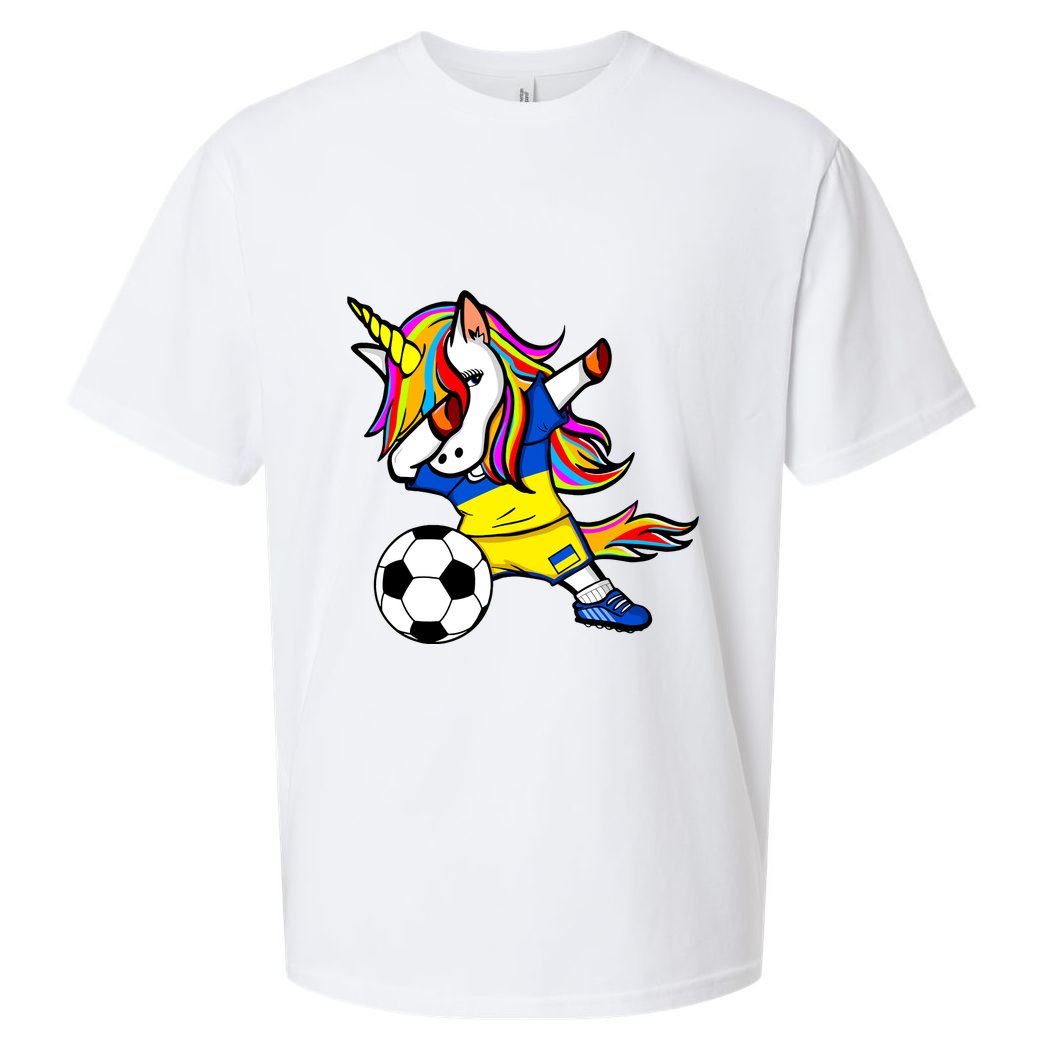 Dabbing Unicorn Ukraine Football Ukrainian Flag Soccer Sueded Cloud Jersey T-Shirt