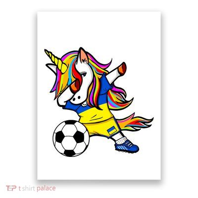 Dabbing Unicorn Ukraine Football Ukrainian Flag Soccer Poster