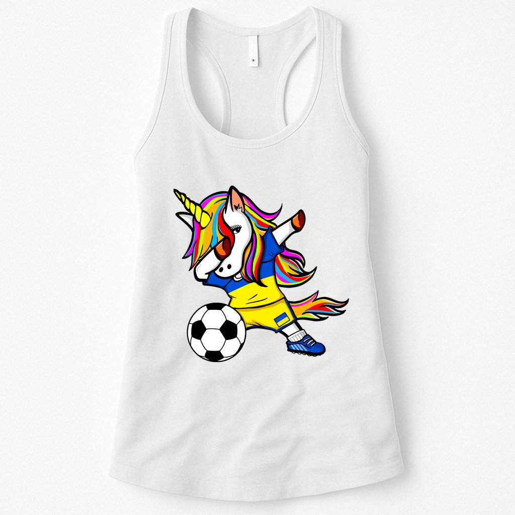Dabbing Unicorn Ukraine Football Ukrainian Flag Soccer Womens Tank Top