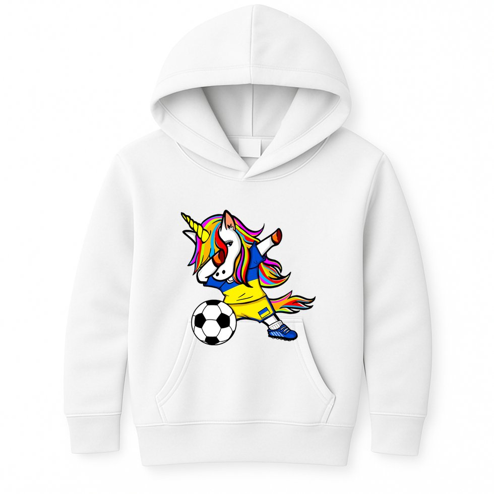 Dabbing Unicorn Ukraine Football Ukrainian Flag Soccer Kids Hoodie