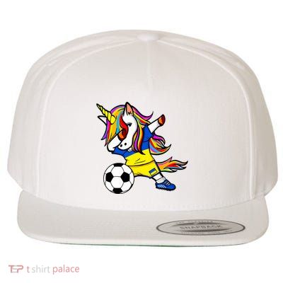 Dabbing Unicorn Ukraine Football Ukrainian Flag Soccer Wool Snapback Cap