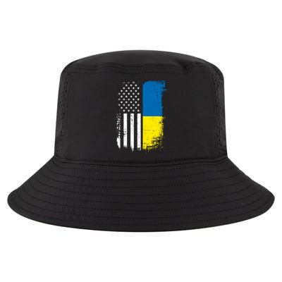 Distressed USA Ukraine Flag Stand With Ukraine Cool Comfort Performance Bucket Hat