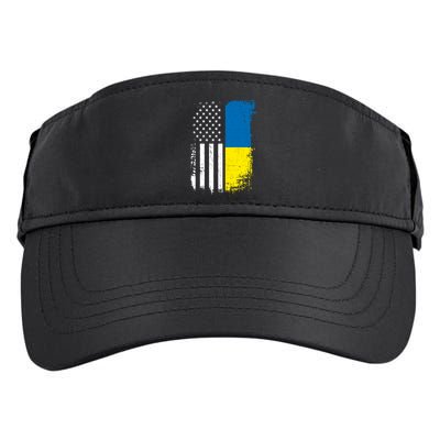 Distressed USA Ukraine Flag Stand With Ukraine Adult Drive Performance Visor