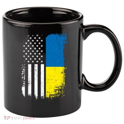 Distressed USA Ukraine Flag Stand With Ukraine 11oz C Handle Ceramic Mug