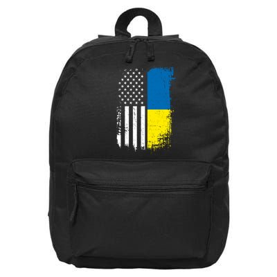 Distressed USA Ukraine Flag Stand With Ukraine 16 in Basic Backpack