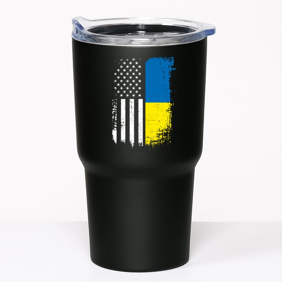 Distressed USA Ukraine Flag Stand With Ukraine Tumbler