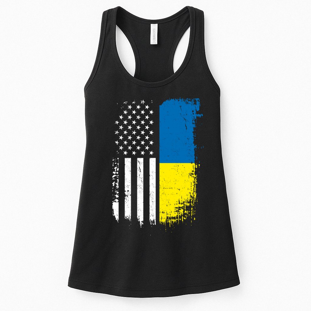 Distressed USA Ukraine Flag Stand With Ukraine Womens Tank Top