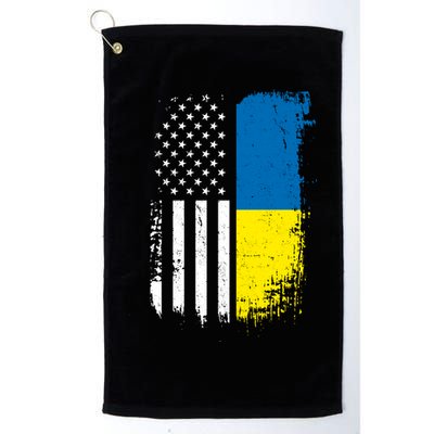Distressed USA Ukraine Flag Stand With Ukraine Golf Towel