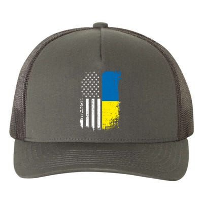 Distressed USA Ukraine Flag Stand With Ukraine Yupoong Adult 5-Panel Trucker Hat