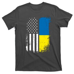 Distressed USA Ukraine Flag Stand With Ukraine T-Shirt