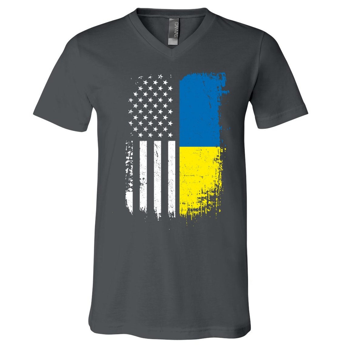 Distressed USA Ukraine Flag Stand With Ukraine V-Neck T-Shirt