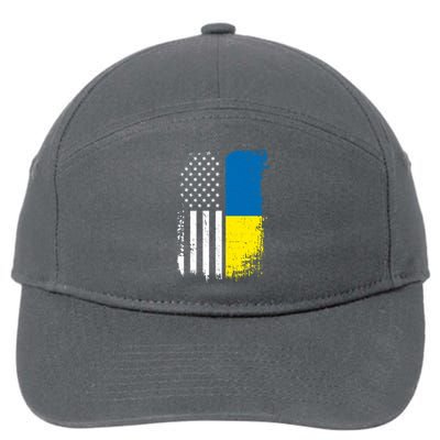 Distressed USA Ukraine Flag Stand With Ukraine 7-Panel Snapback Hat