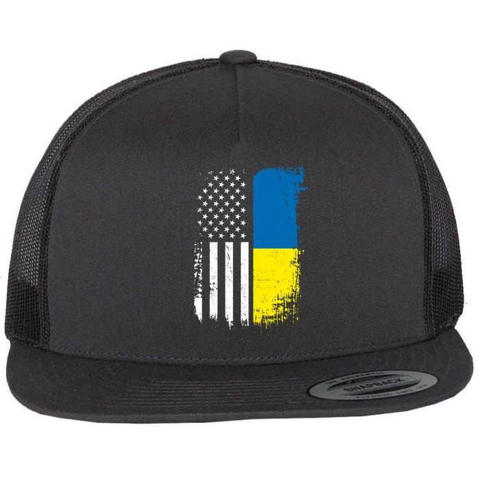 Distressed USA Ukraine Flag Stand With Ukraine Flatbill Hat