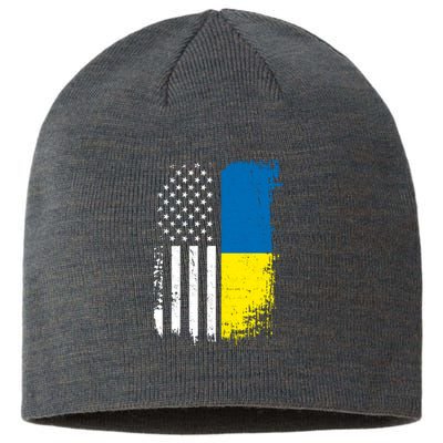 Distressed USA Ukraine Flag Stand With Ukraine Sustainable Beanie