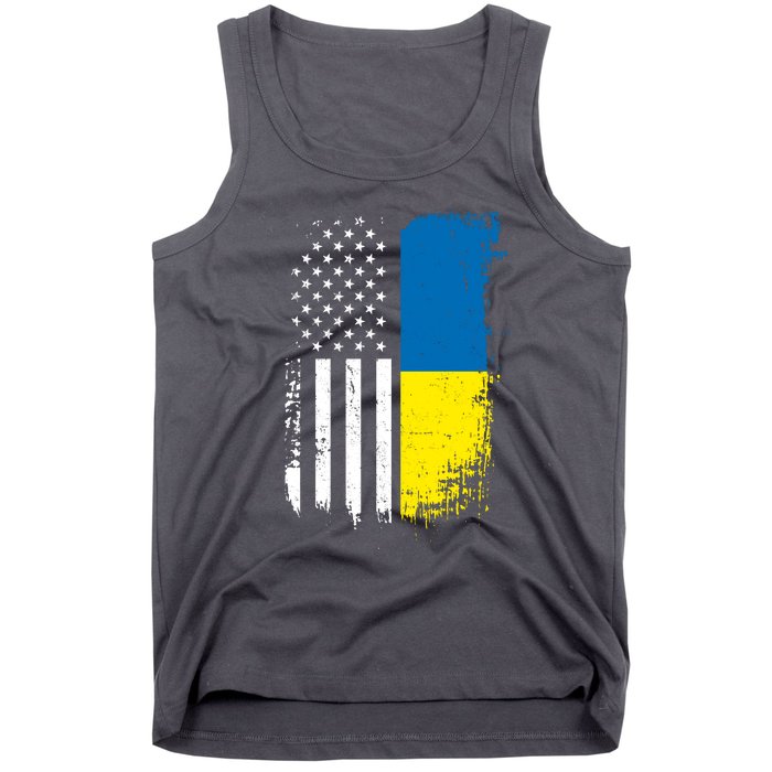 Distressed USA Ukraine Flag Stand With Ukraine Tank Top