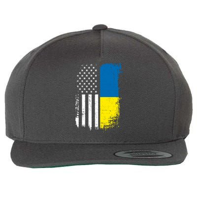 Distressed USA Ukraine Flag Stand With Ukraine Wool Snapback Cap