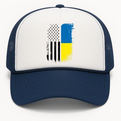 Distressed USA Ukraine Flag Stand With Ukraine Trucker Hat