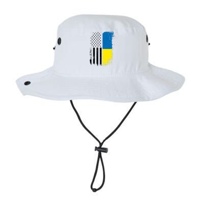 Distressed USA Ukraine Flag Stand With Ukraine Legacy Cool Fit Booney Bucket Hat