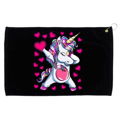 Dabbing Unicorn Valentine's Day Heart Costume Gift Grommeted Golf Towel