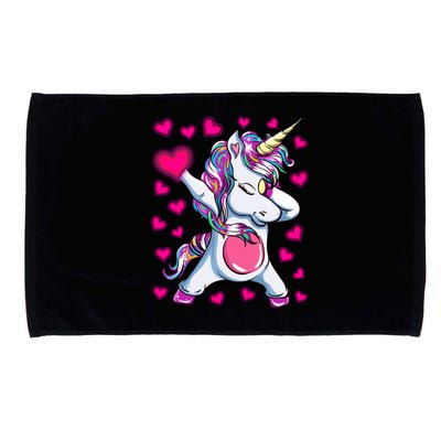 Dabbing Unicorn Valentine's Day Heart Costume Gift Microfiber Hand Towel