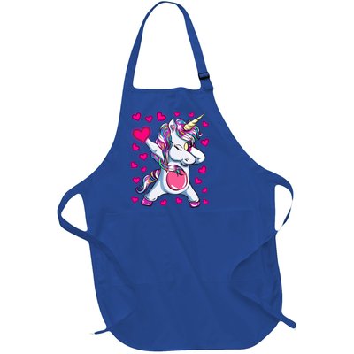 Dabbing Unicorn Valentine's Day Heart Costume Gift Full-Length Apron With Pockets