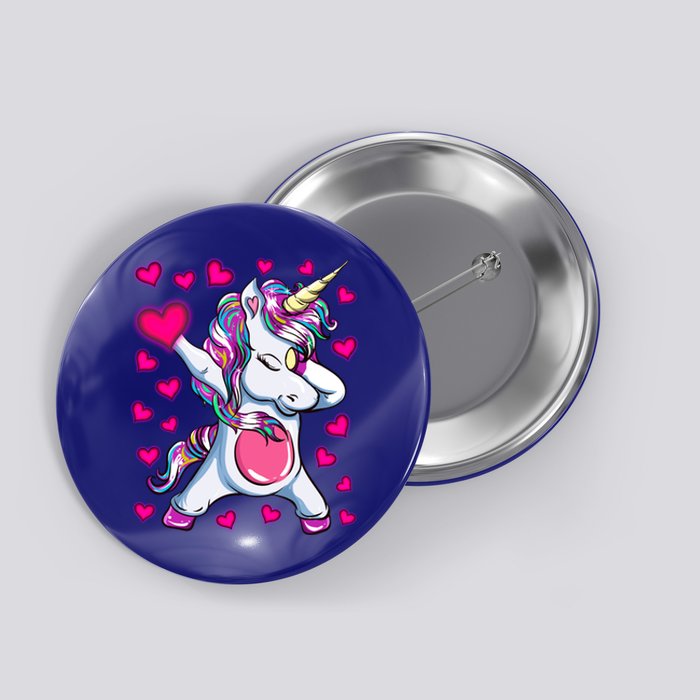 Dabbing Unicorn Valentine's Day Heart Costume Gift Button