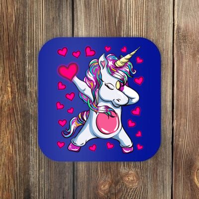 Dabbing Unicorn Valentine's Day Heart Costume Gift Coaster