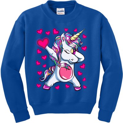 Dabbing Unicorn Valentine's Day Heart Costume Gift Kids Sweatshirt