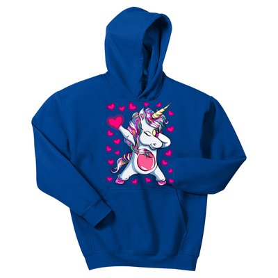 Dabbing Unicorn Valentine's Day Heart Costume Gift Kids Hoodie