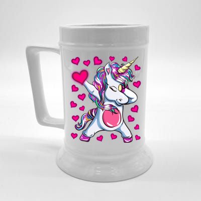 Dabbing Unicorn Valentine's Day Heart Costume Gift Beer Stein